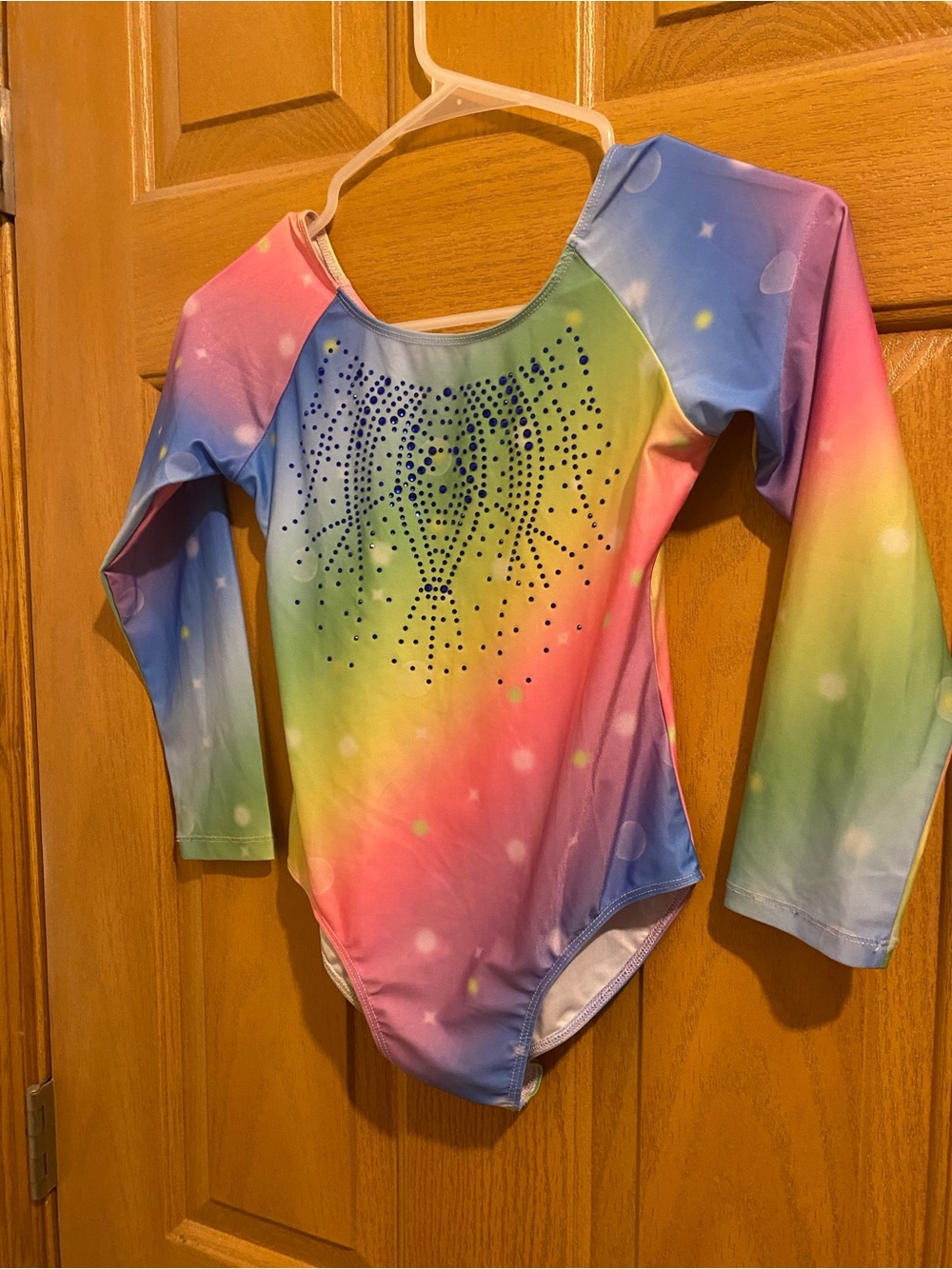 Kids Rainbow Galaxy Dance Leotard with Rhinestone Accent